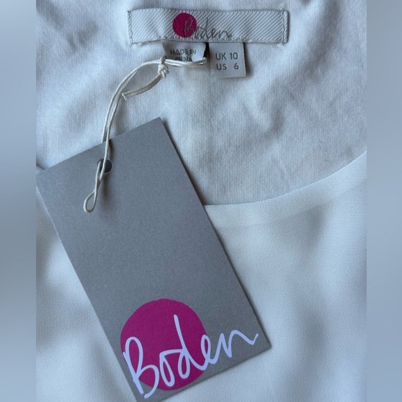 Boden White Tori Silver Embroidered Metallic Star Long Sleeve Top size 6 NWT - Picture 7 of 13